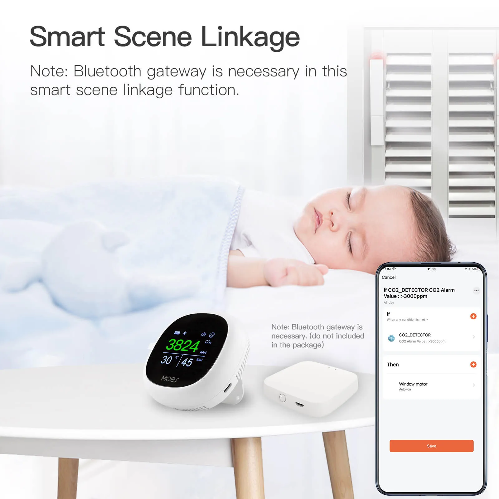 MOES Bluetooth Smart Carbon Dioxide Tester Portable CO2 Temp Humi Air Quality Monitor