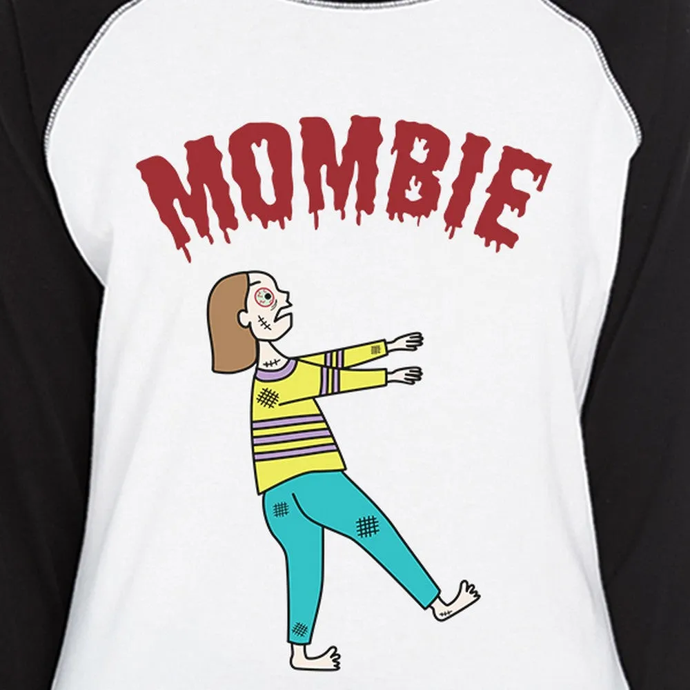 Mombie Sleep Deprived Still Alive Womens Black And White BaseBall Shirt