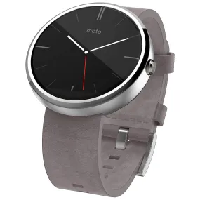Motorola Moto 360 - Stone Grey Leather Smart Watch