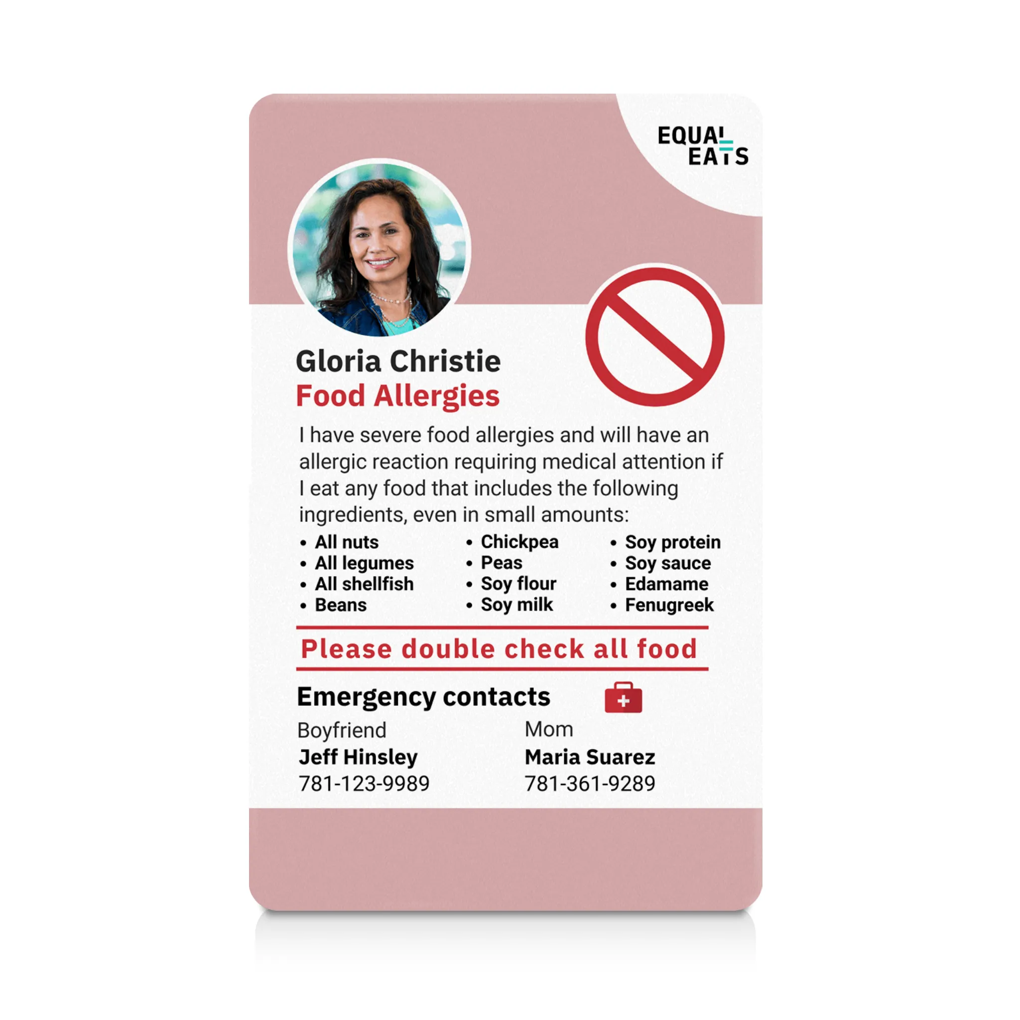 Multiple Food Allergy ID Card