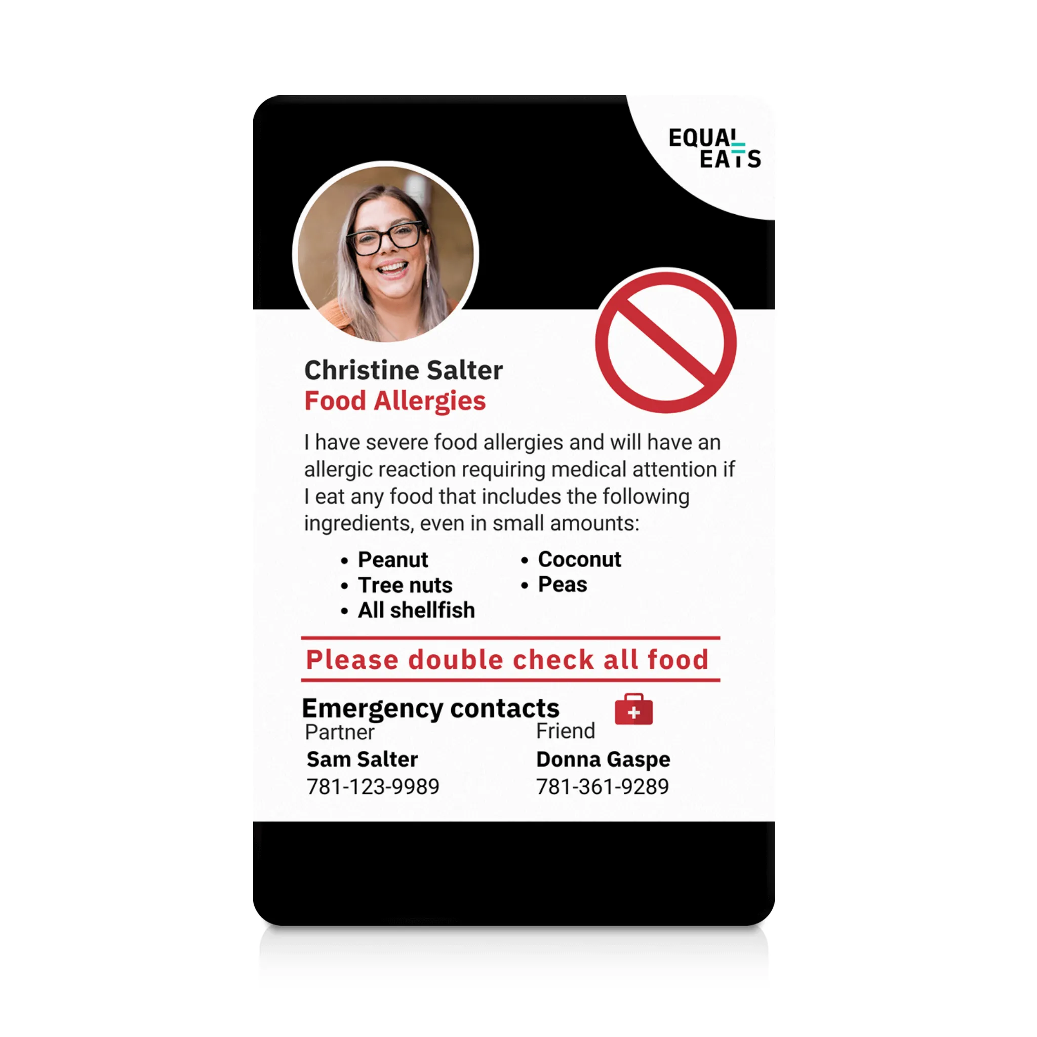 Multiple Food Allergy ID Card