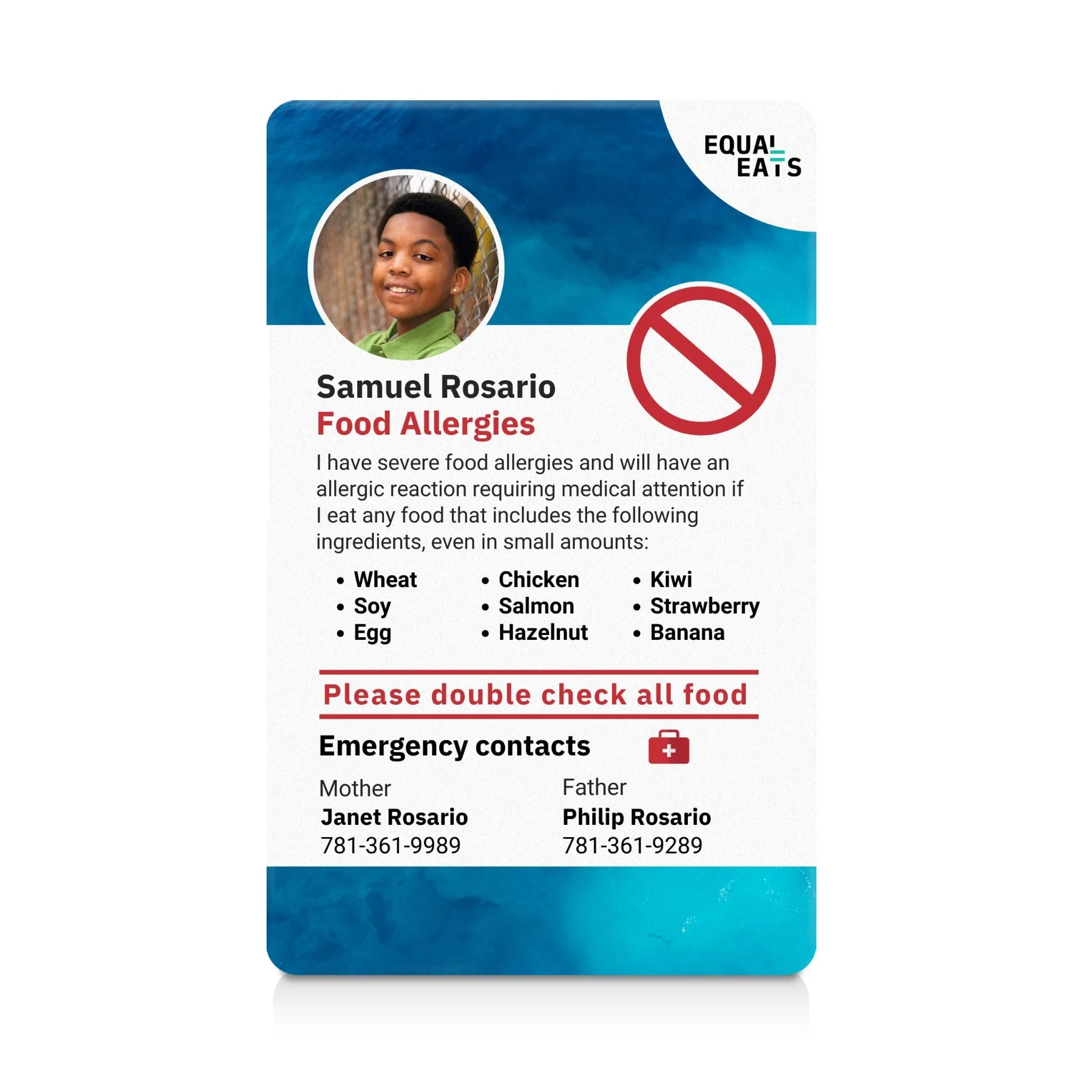 Multiple Food Allergy ID Card