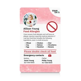 Multiple Food Allergy ID Card