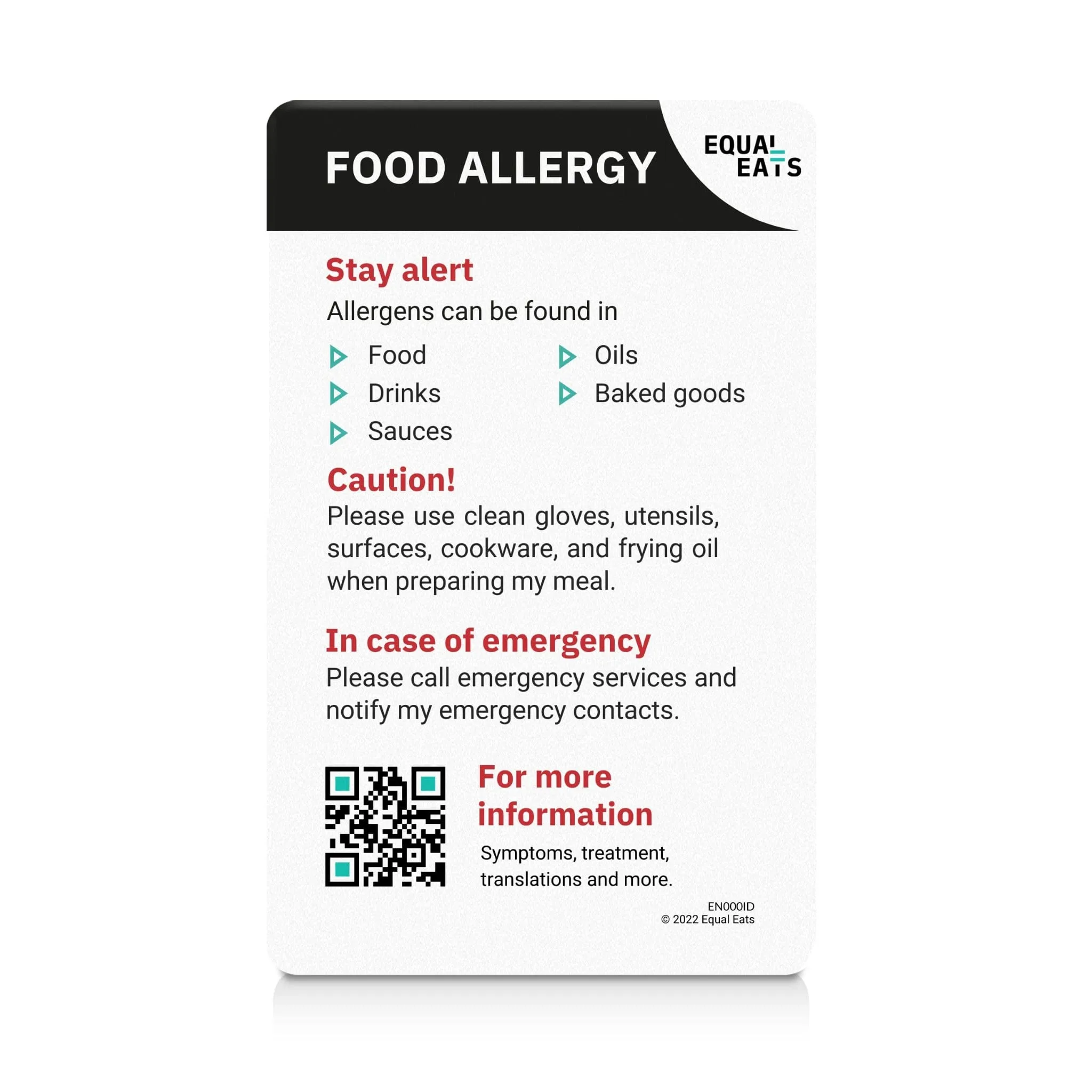 Multiple Food Allergy ID Card