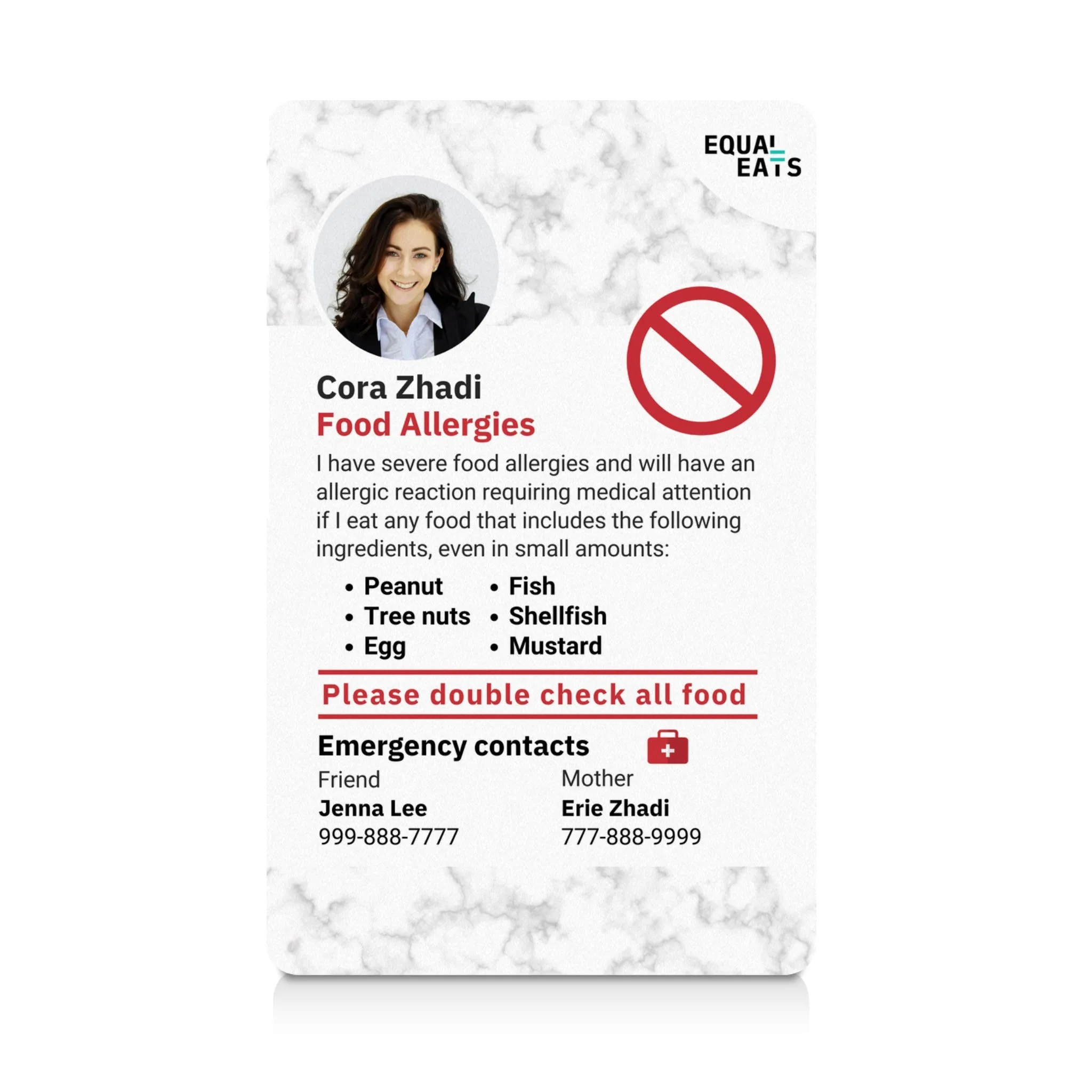 Multiple Food Allergy ID Card