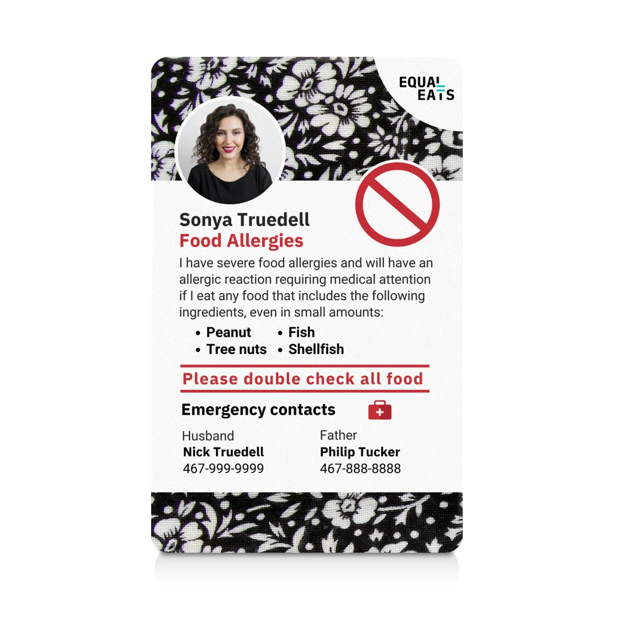 Multiple Food Allergy ID Card