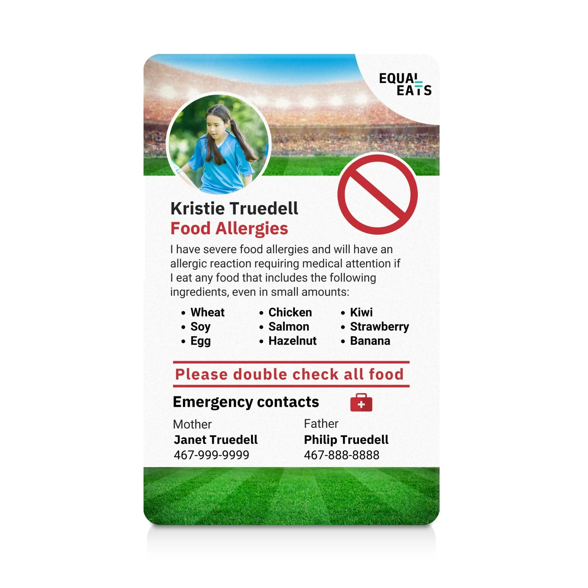 Multiple Food Allergy ID Card