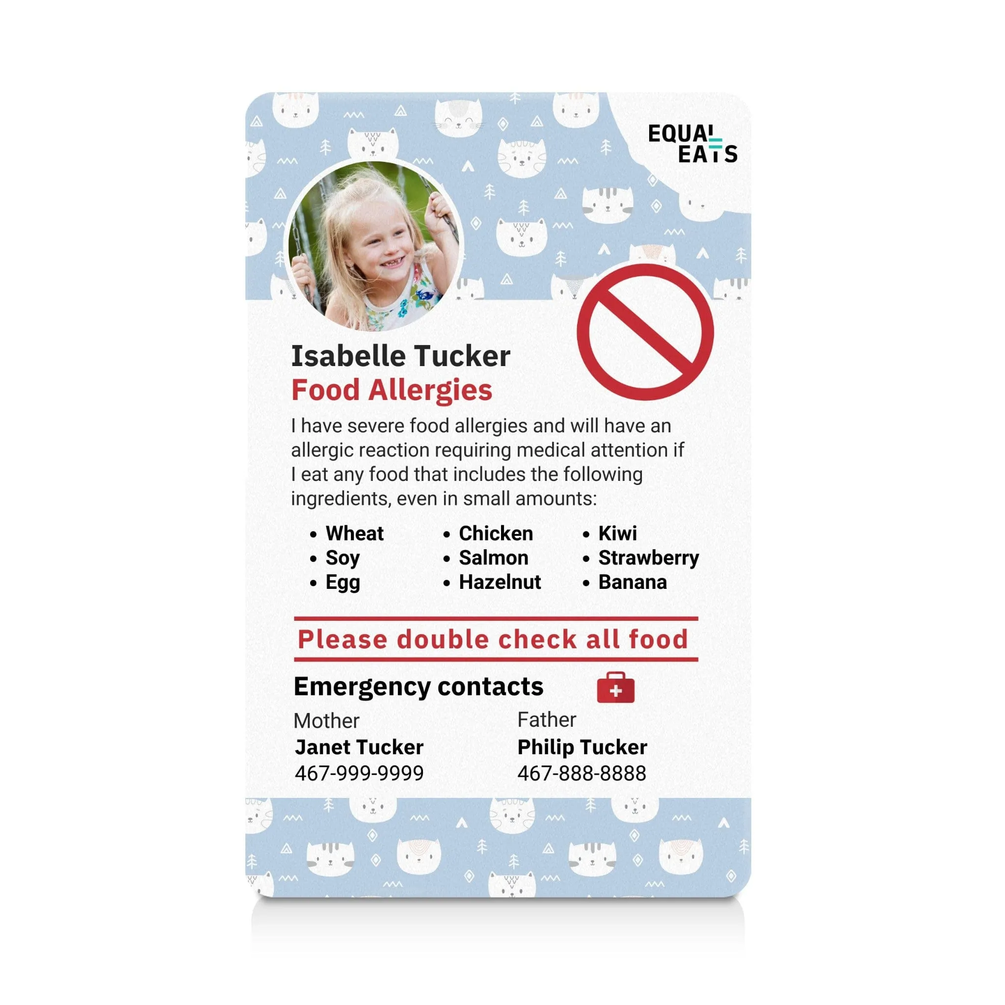 Multiple Food Allergy ID Card