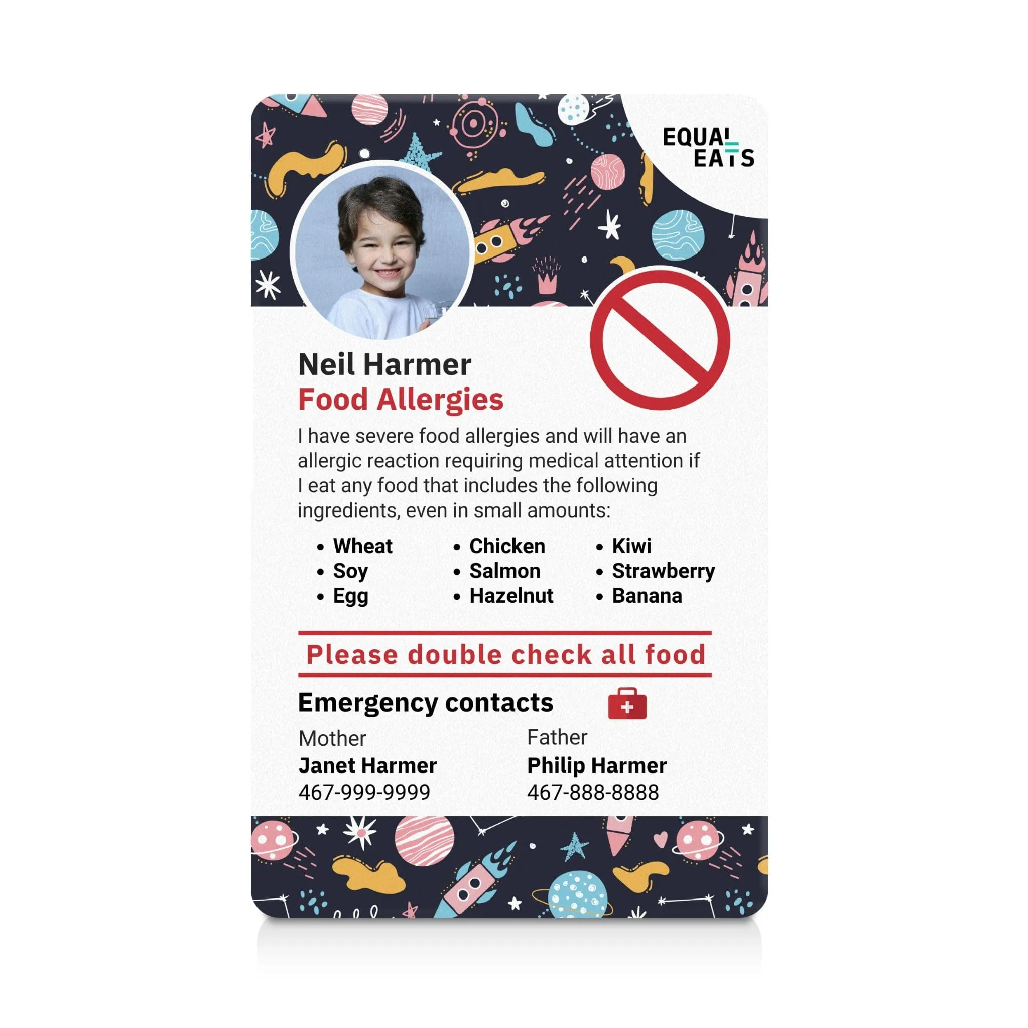 Multiple Food Allergy ID Card