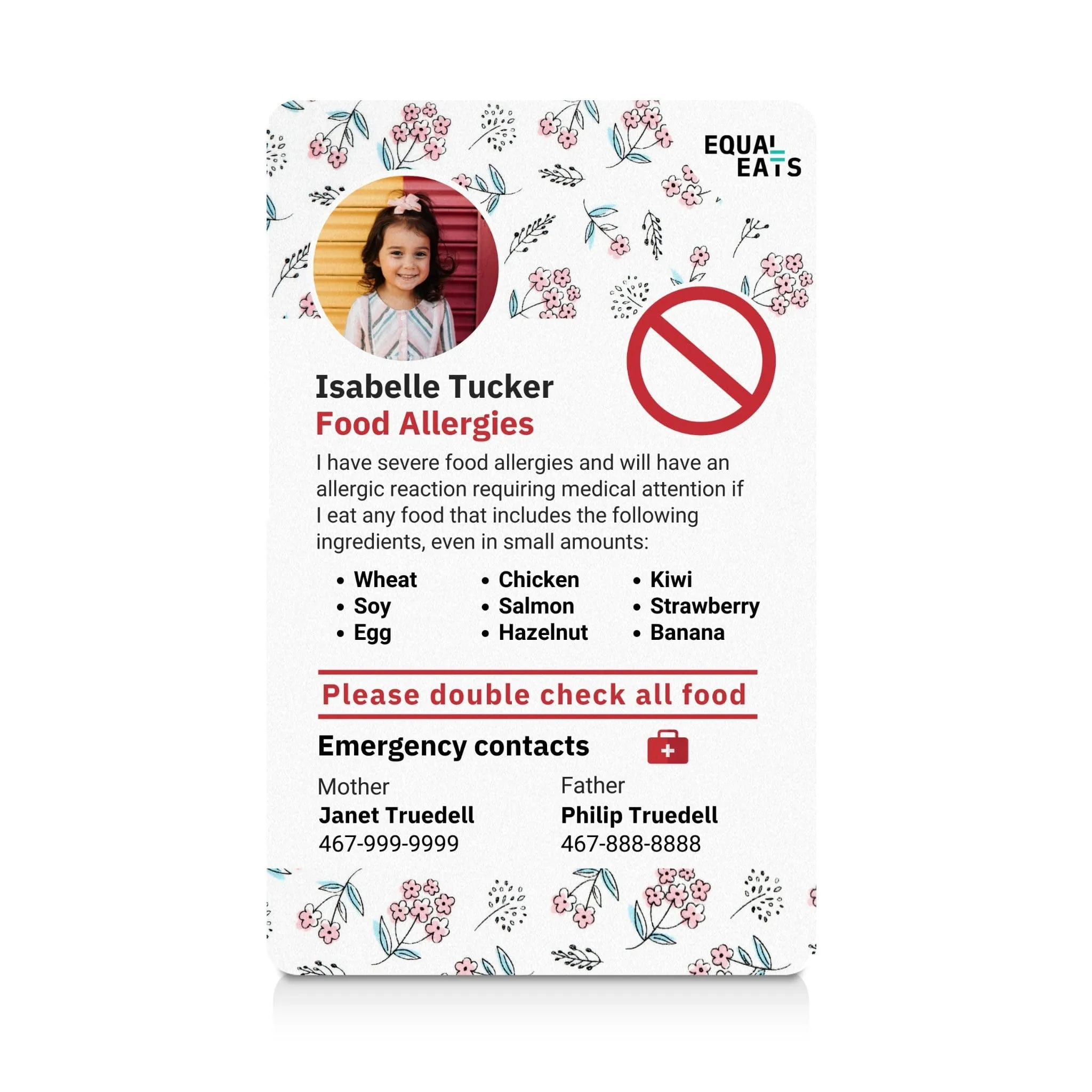 Multiple Food Allergy ID Card
