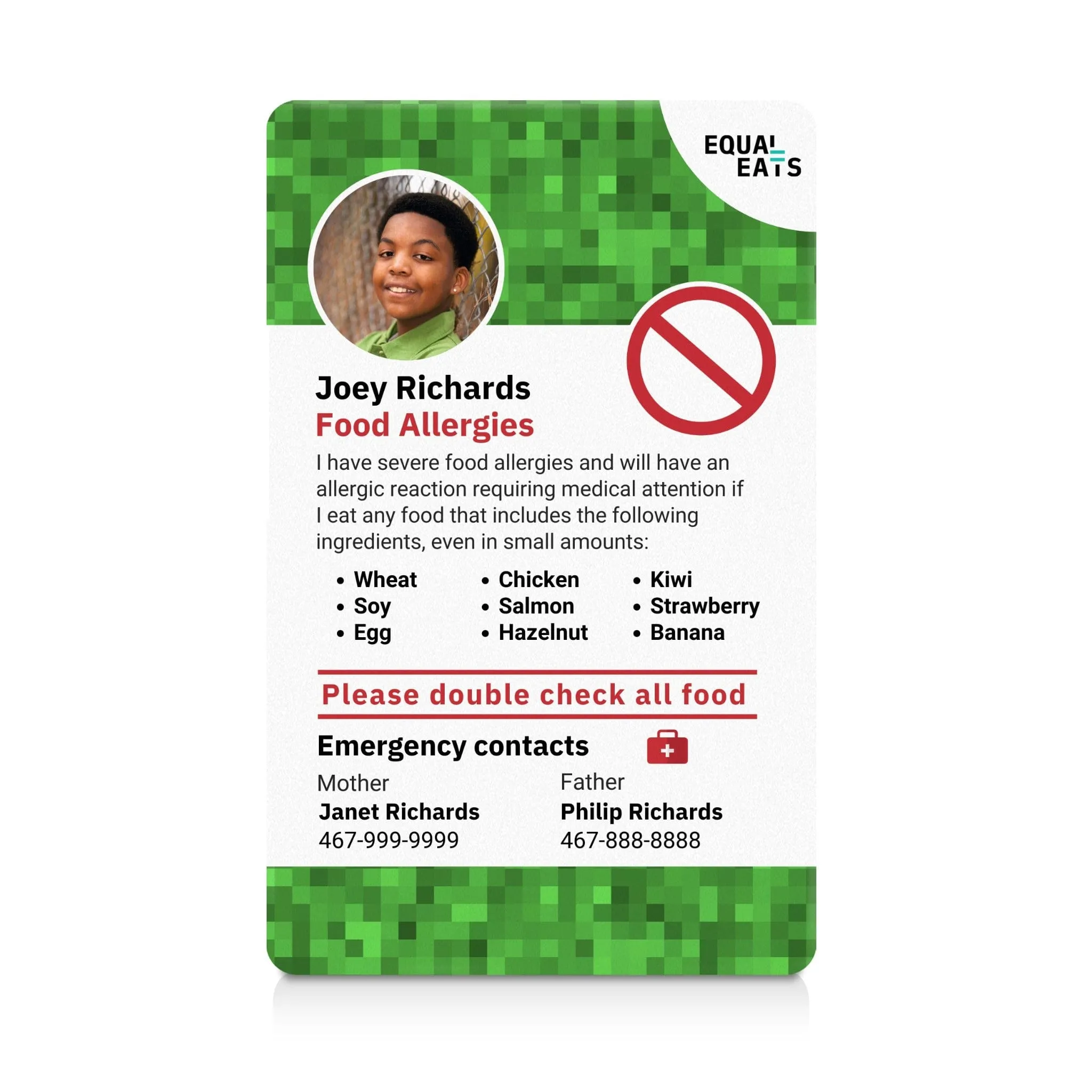 Multiple Food Allergy ID Card