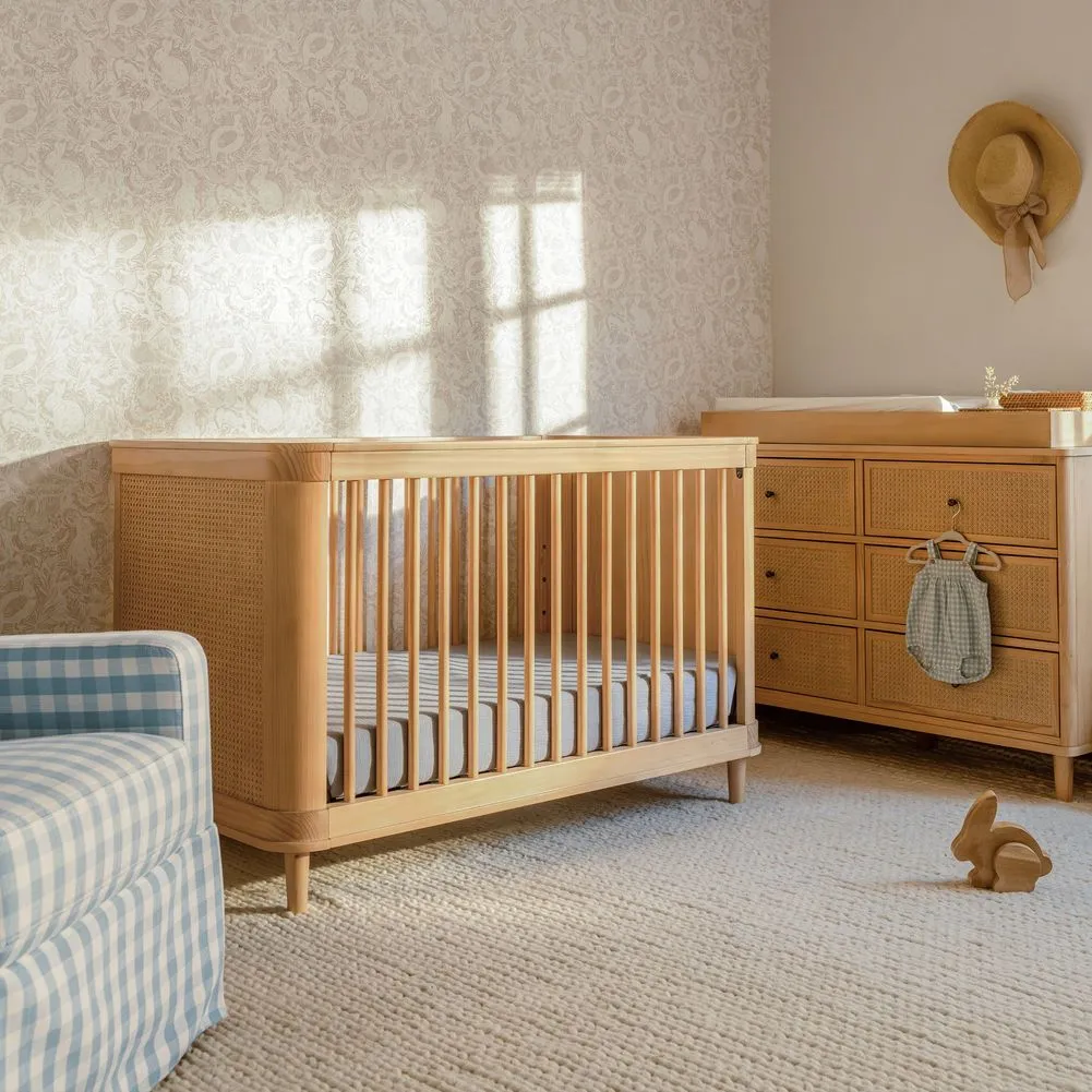 Namesake Marin Cane Convertible Crib and 6-Drawer Dresser Nursery Set