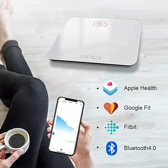 New in box! Loftilla Bathroom Smart Scale for Body Weight BMI Scale in White! 400 Lb Weight Capacity!