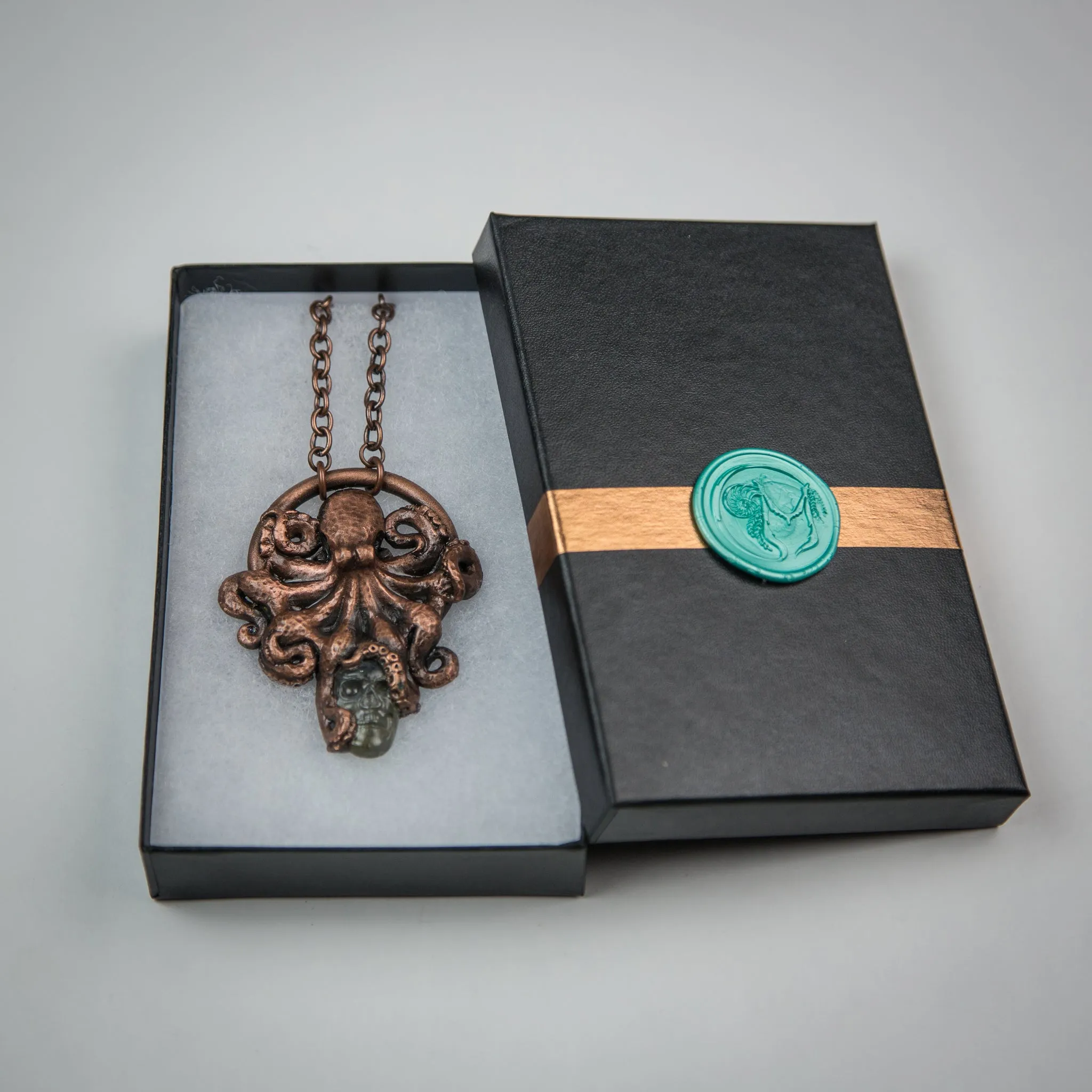 Octopus Pendant with Labradorite Skull