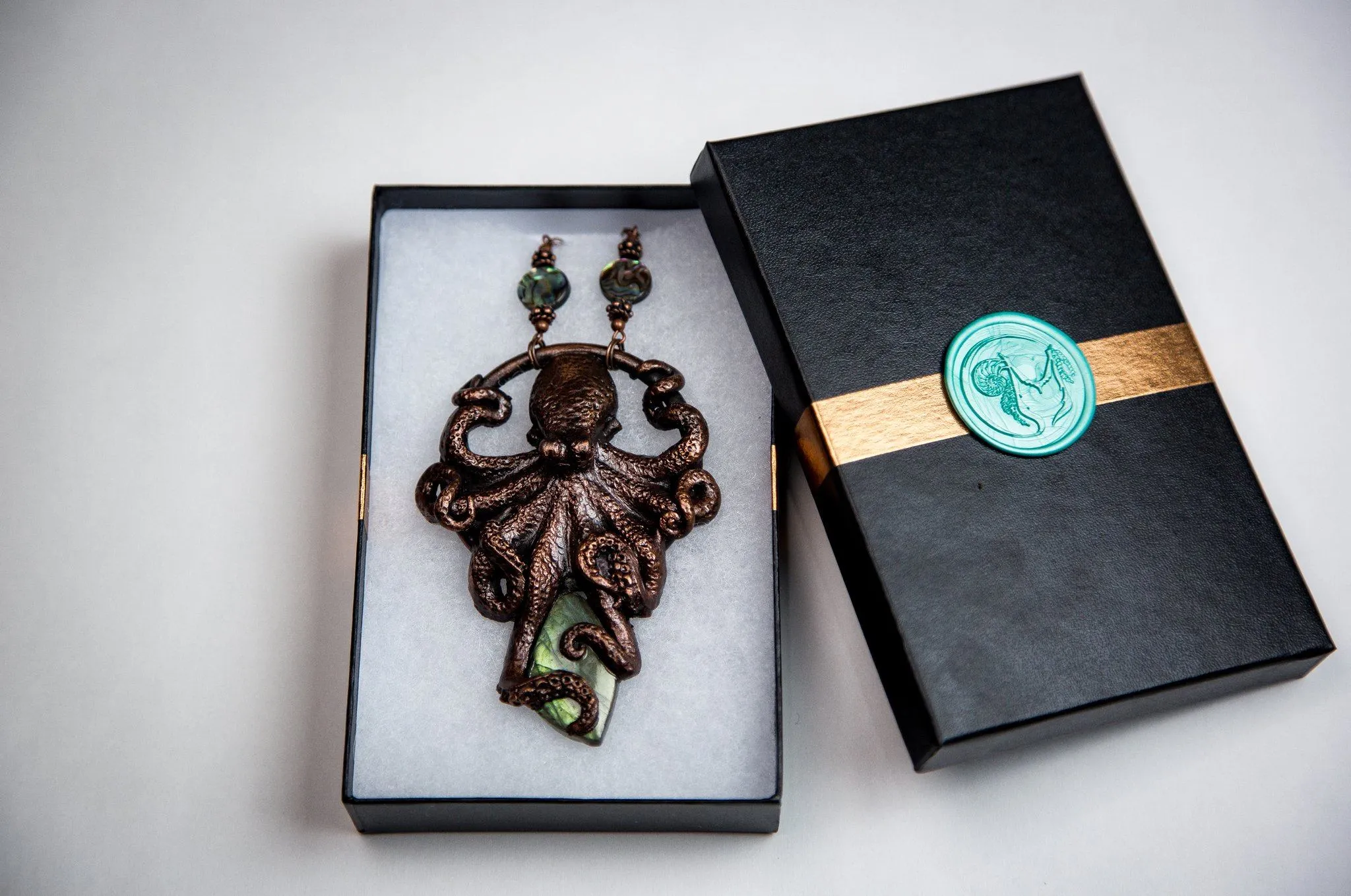 Octopus Pendant with Labradorite Stone