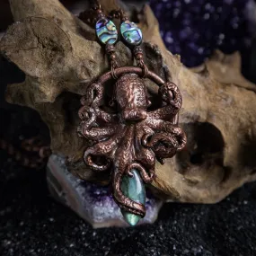 Octopus Pendant with Labradorite Stone