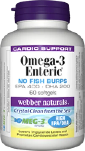 Omega-3 Enteric, No Fish Burps, EPA 400, DHA 200, 60 softgels
