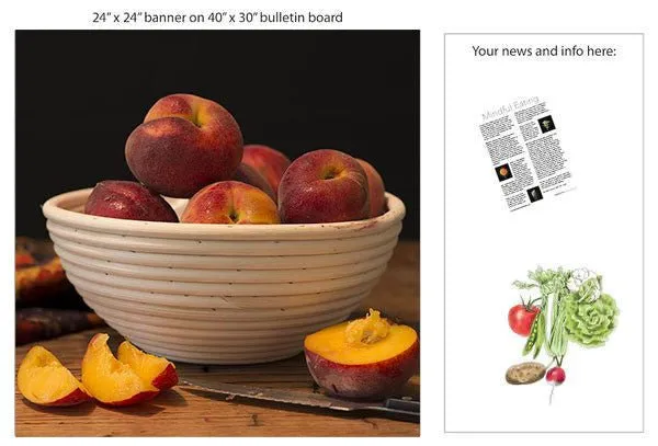 Peaches 24" Square Banner for Bulletin Boards and Walls