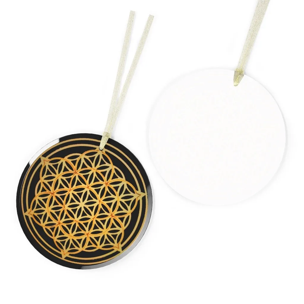 Pewter Snowflake Flower of Life Silver/Gold Sacred Geometry Ornament,Gift for Birthday/Christmas/Meditation/Housewarming/Graduation/Yoga Rm
