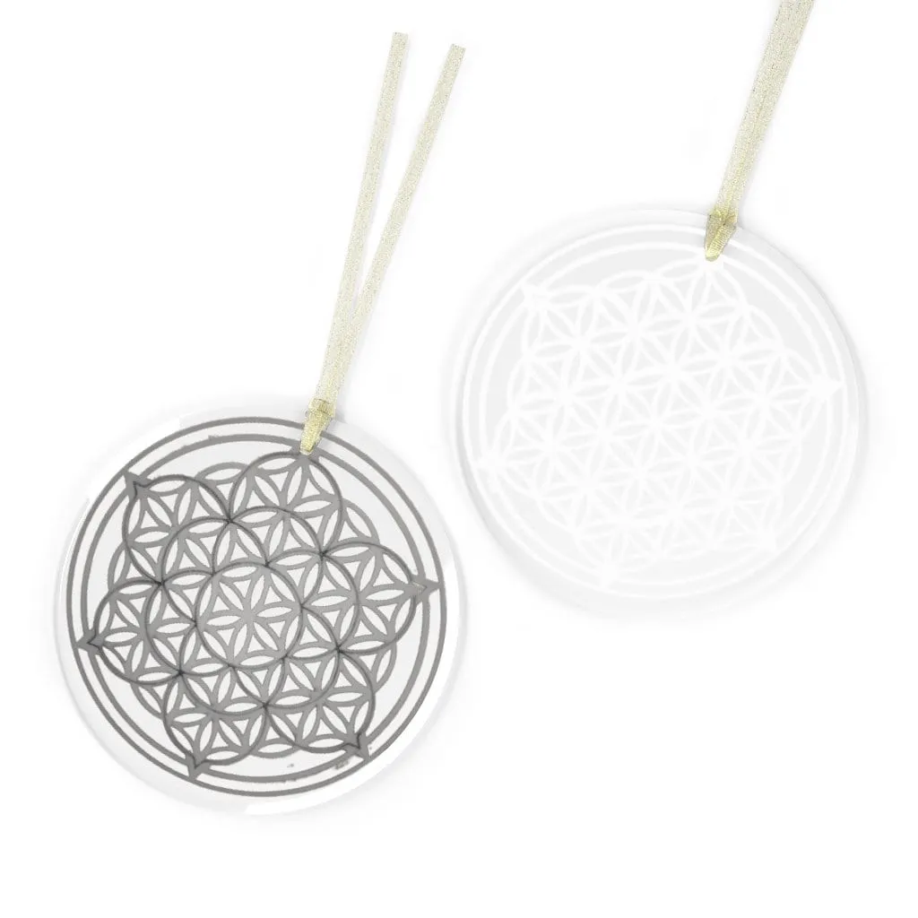 Pewter Snowflake Flower of Life Silver/Gold Sacred Geometry Ornament,Gift for Birthday/Christmas/Meditation/Housewarming/Graduation/Yoga Rm
