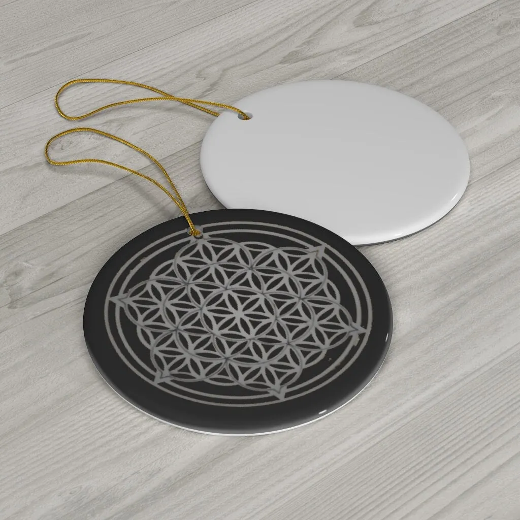 Pewter Snowflake Flower of Life Silver/Gold Sacred Geometry Ornament,Gift for Birthday/Christmas/Meditation/Housewarming/Graduation/Yoga Rm