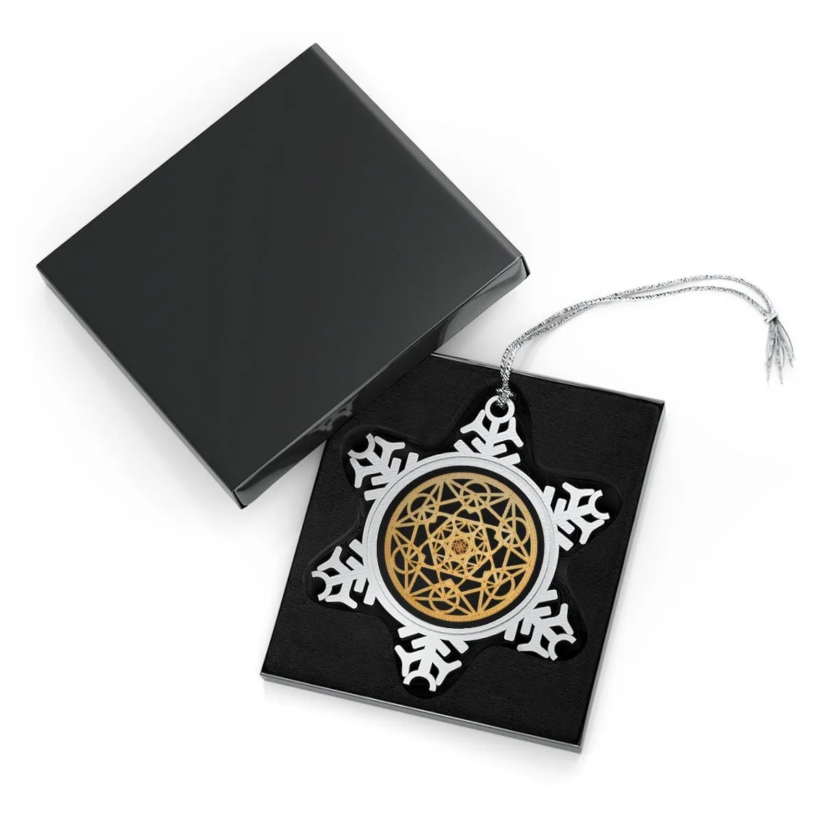 Pewter Snowflake Metatron Cube Silver/Gold Sacred Geometry Ornament,Gift for Birthday/Christmas/Meditation/Housewarming/Graduation/Yoga