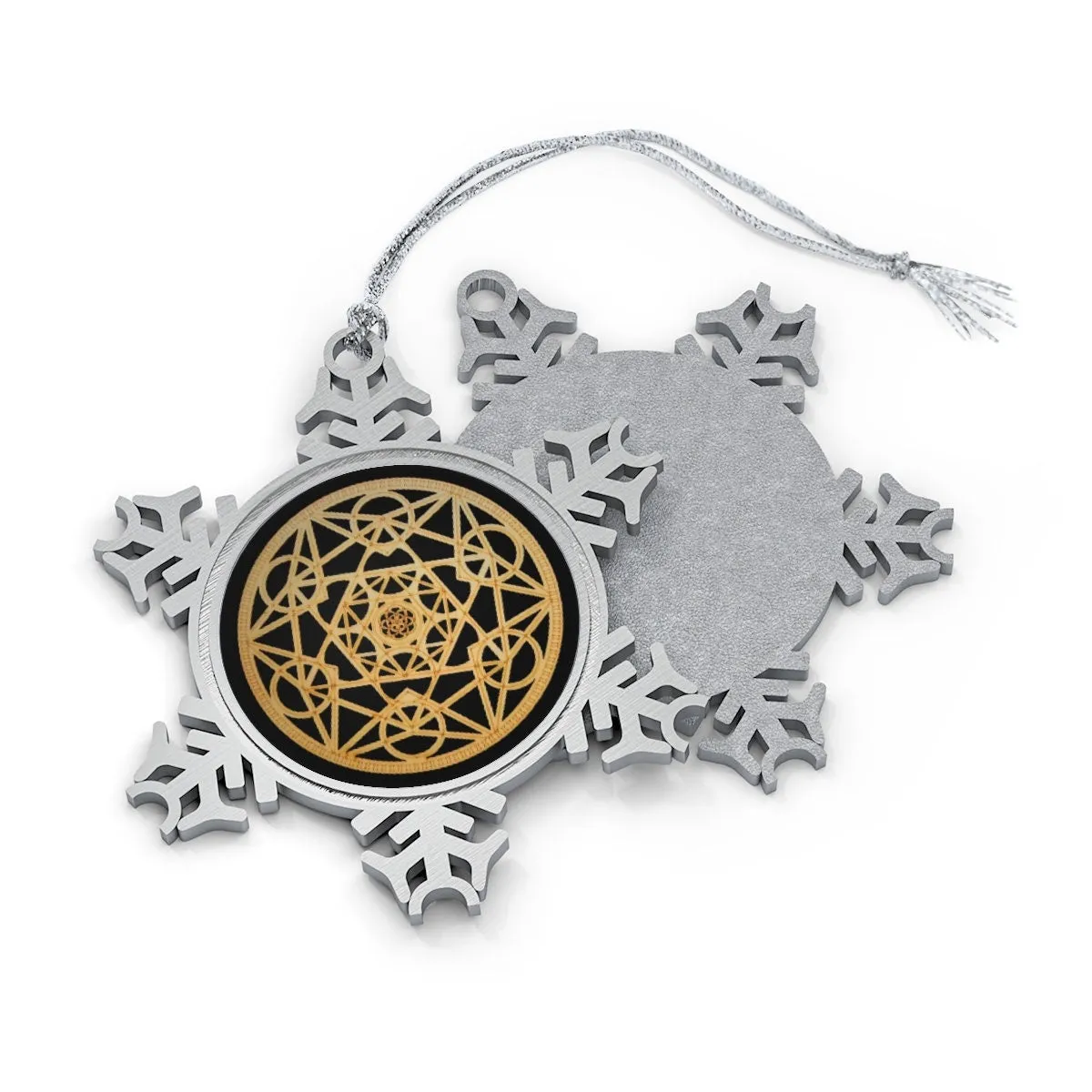 Pewter Snowflake Metatron Cube Silver/Gold Sacred Geometry Ornament,Gift for Birthday/Christmas/Meditation/Housewarming/Graduation/Yoga