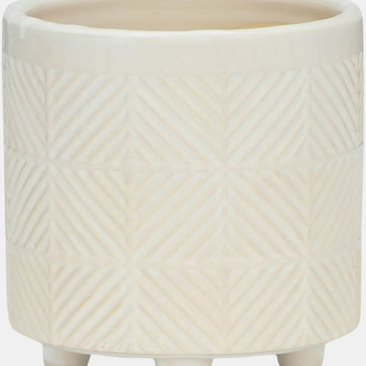 S/2 6/8" Textured Planters, Shiny White