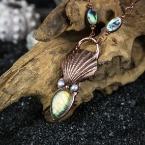 Scallop Shell and Labradorite Pendant