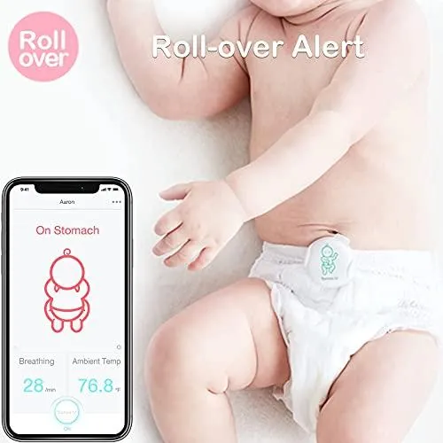 Sense-U Baby Breathing Monitor - HSA/FSA Approved - with Movement Temperature Smart Sensors: Tracks Baby's Breathing, Rollover Movement, Ambient Temperature with Audio Alerts on Smartphone (Green)
