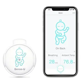 Sense-U Baby Breathing Monitor - HSA/FSA Approved - with Movement Temperature Smart Sensors: Tracks Baby's Breathing, Rollover Movement, Ambient Temperature with Audio Alerts on Smartphone (Green)