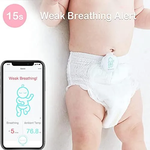 Sense-U Baby Breathing Monitor - HSA/FSA Approved - with Movement Temperature Smart Sensors: Tracks Baby's Breathing, Rollover Movement, Ambient Temperature with Audio Alerts on Smartphone (Green)