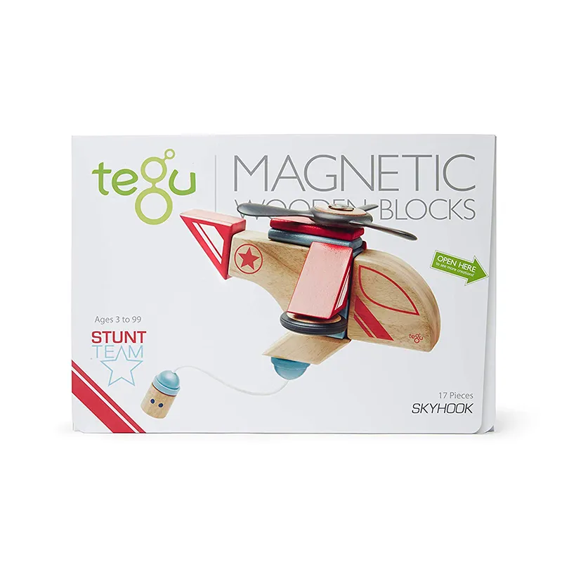 Skyhook <br>Magnetic Wooden Blocks <br>Stunt Team, 17 pieces