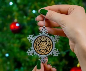 Snowflake Pewter Metatron Cube Silver/Gold Sacred Geometry Ornament,Gift for Birthday/Christmas/Meditation/Housewarming/Graduation/Yoga