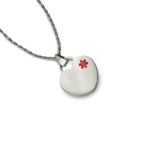 Stainless Steel Lymphedema Medical Alert Heart Pendant
