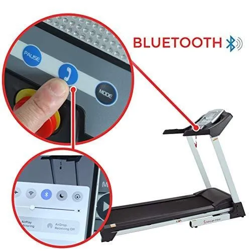 Sunny Health & Fitness SF-T7515 Smart Treadmill with Auto Incline, Sound System, Bluetooth and Phone Function