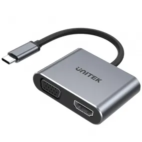 Unitek 4K 60Hz USB-C to HDMI 2.0 and VGA Adapter with MST Dual Monitor V1126A