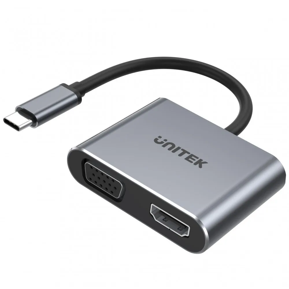 Unitek 4K 60Hz USB-C to HDMI 2.0 and VGA Adapter with MST Dual Monitor V1126A
