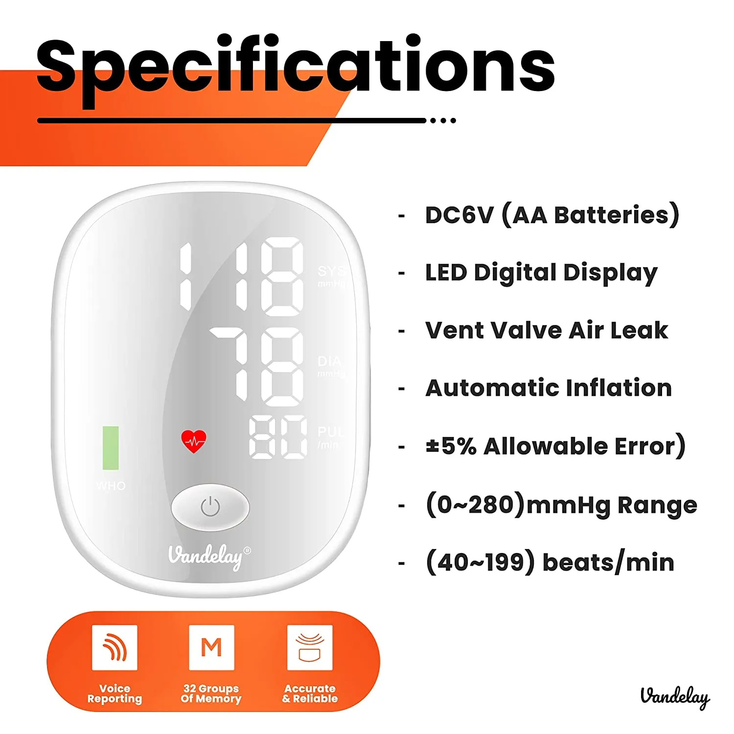 Vandelay BP900 Fully automatic Blood Pressure Monitor (Silver)