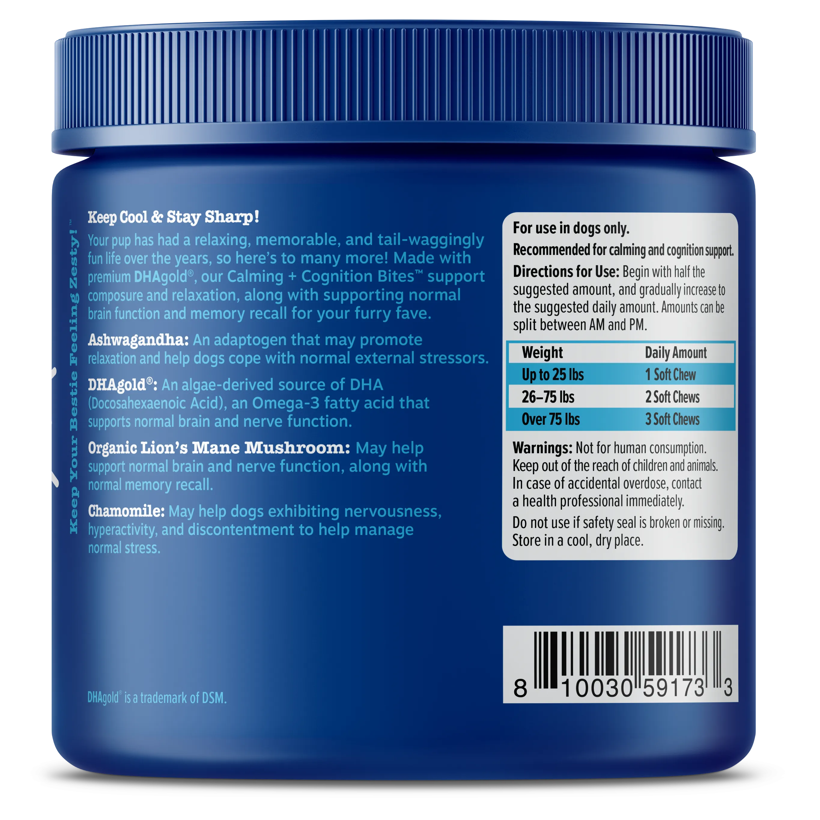 Zesty Paws Senior Advanced Calming & Cognition Bites Supplements for Dogs (Chicken Flavour)